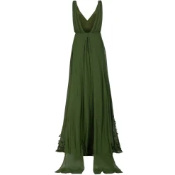Sunny Gown in Pine Georgette with Scallop Floral Embellishment