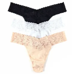 SUPIMA® Cotton 3-Pack Original Rise Thong in Black, White, and Chai