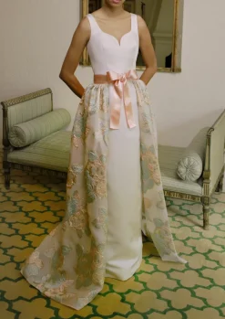 Sweet Heart Column Gown in White Satin