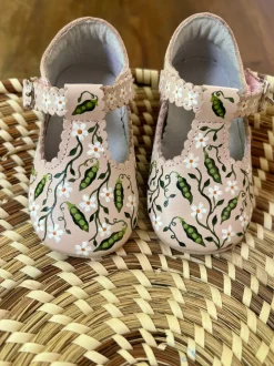Sweet Peas and Flowers Hand-Painted Baby Shoes