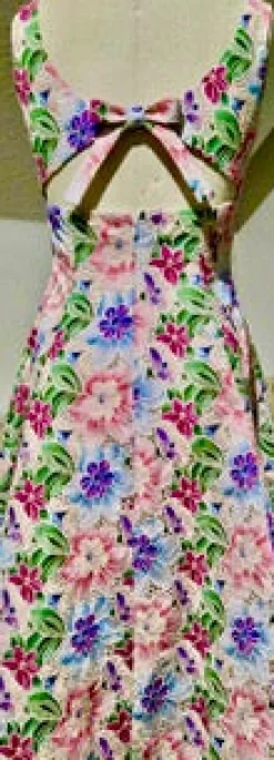 Sweetheart Fit And Flair Dress in Italian Multi Colored Cotton Eyelet