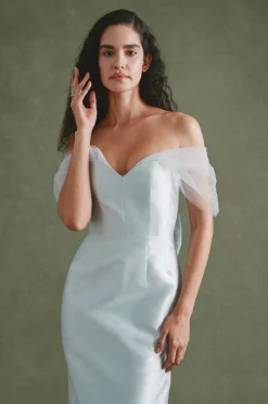 Sylvie Dress in Ice Blue Silk Wool