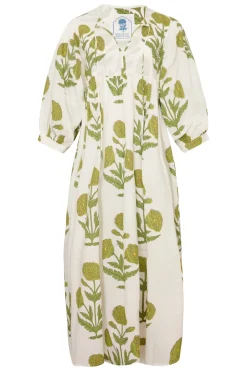 Taj Maxi Dress in Green Flower