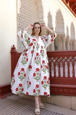 Taj Maxi Dress in Red Flower