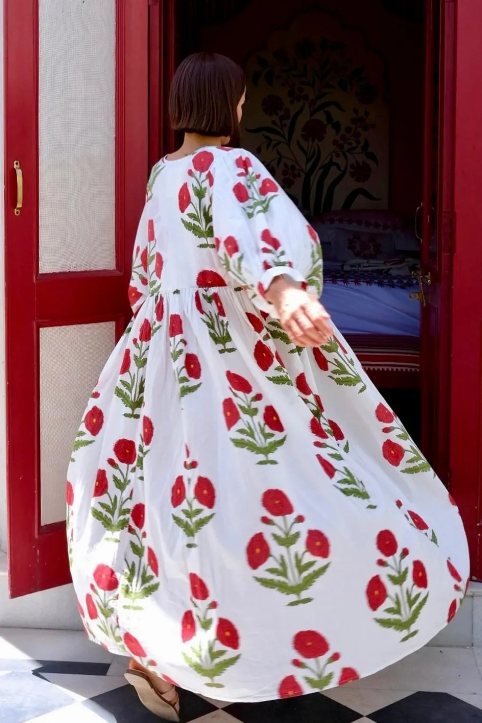 Taj Maxi Dress in Red Flower