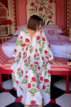 Taj Maxi Dress in Red Flower