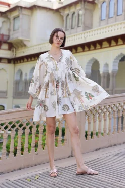 Taj Mini Dress Palm Natural