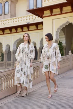 Taj Mini Dress Palm Natural