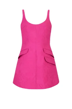Talia Dress In Hot Pink Embossed Cloque