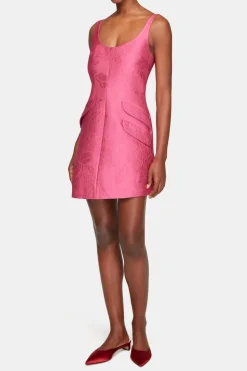 Talia Dress In Hot Pink Embossed Cloque