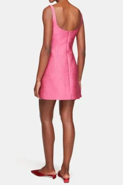 Talia Dress In Hot Pink Embossed Cloque