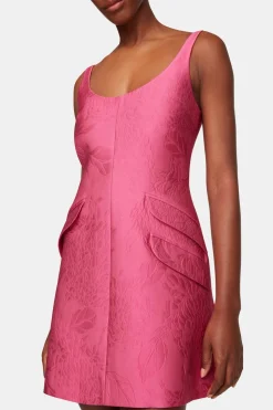 Talia Dress In Hot Pink Embossed Cloque