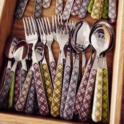 Tartan Cutlery in Pink, Set of 4