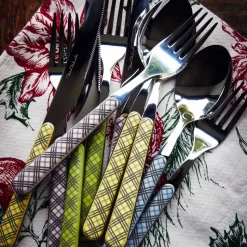Tartan Cutlery in Yellow, Set of 4