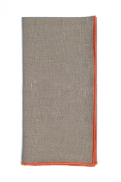 Taupe Napkin with Light Orange Trim, Set of 4