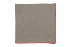 Taupe Napkin with Light Orange Trim, Set of 4