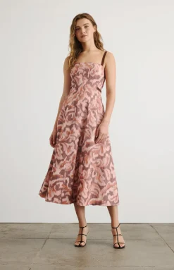 Tavia Dress in Mahogany & Sugarcane Multi