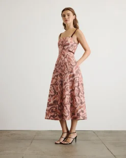 Tavia Dress in Mahogany & Sugarcane Multi