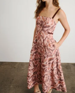 Tavia Dress in Mahogany & Sugarcane Multi