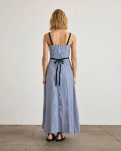 Tavira Dress in Blue & Optic White