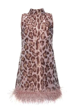 Tay Dress in Painted Animal Blush Metallic Jacquard