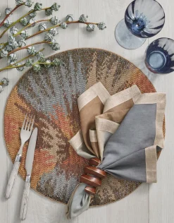 Tendril Napkin Ring in Brown & Gold, Set of 4