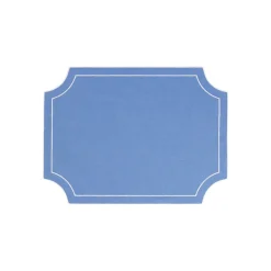 Tessuti Cornflower Rectangular Placemats with White Stitching, Set of 4