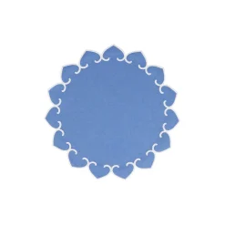 Tessuti Cornflower Round Placemats with White Stitching, Set of 4