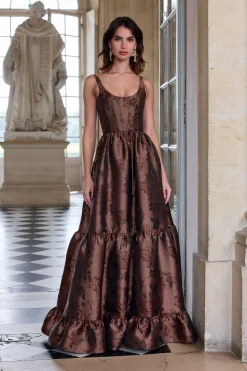 The Avery Dress in Cocoa Baroque Floral