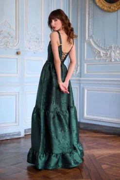 The Avery Dress in Emerald Baroque Floral