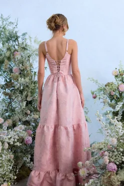 The Avery Dress in Light Pink Windsor Brocade