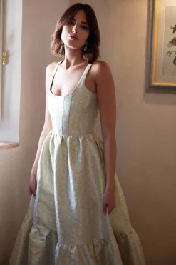 The Avery Dress in Sage Duchess