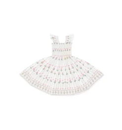 The Baby Ellie Nap Dress in White Trailing Fern