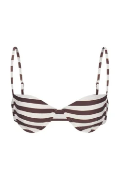 The Balconette Underwire Bikini Top in Espresso Even Stripes