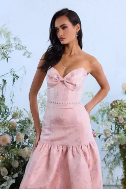 The Beatrice Dress in Light Pink Windsor Brocade