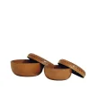 The Box in Cognac Leather Lace Trim, Set of 2