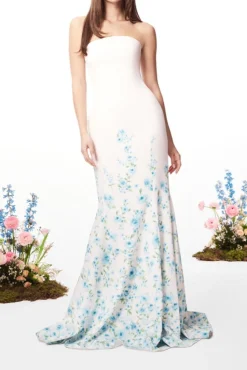 The Brianne Gown in Blue & White