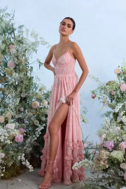 The Carmen Dress in Light Pink Tapestry Rose
