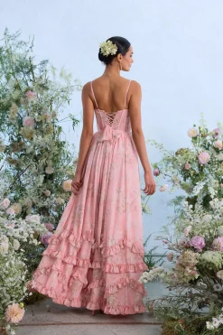 The Carmen Dress in Light Pink Tapestry Rose