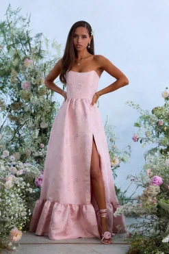 The Charlotte Dress in Light Pink Windsor Brocade