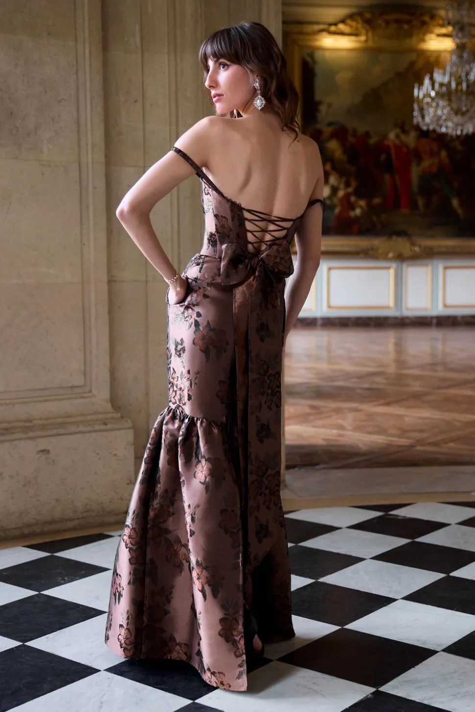 The Cherie Dress in Cocoa Baroque Floral