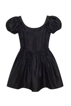 The Chloe Dress in Black Silk Dupioni