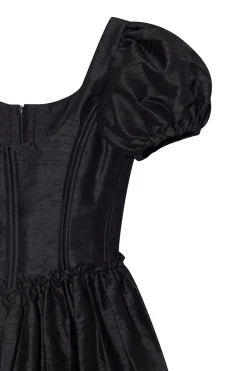 The Chloe Dress in Black Silk Dupioni