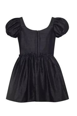 The Chloe Dress in Black Silk Dupioni