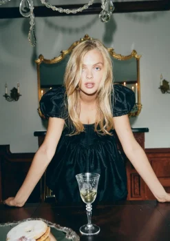 The Chloe Dress in Black Silk Dupioni