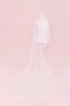 The Classic Silk Tulle Drop Wedding Veil Blusher 40in with Cathedral 120in
