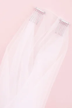 The Classic Silk Tulle Drop Wedding Veil Blusher 40in with Cathedral 120in