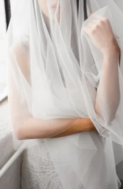 The Classic Silk Tulle Drop Wedding Veil Blusher 40in with Cathedral 120in