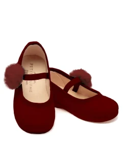 The Delphine Slipper in Bordeaux Suede with a Festive Pom