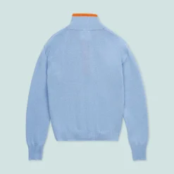 The Diana Sweater in Lisboa Blue and Jaffa Orange